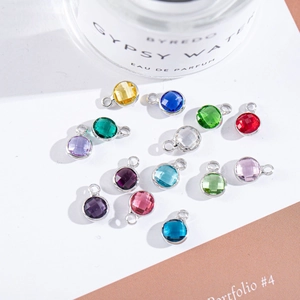 Multicolor round faceted crystal pendants in silver frames for DIY jewelry making