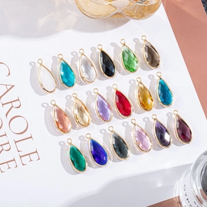 Teardrop Rhinestone Pendant Gold Plated Copper Water Drop Charms For DIY Necklace Earrings Jewelry Making Women Accessories