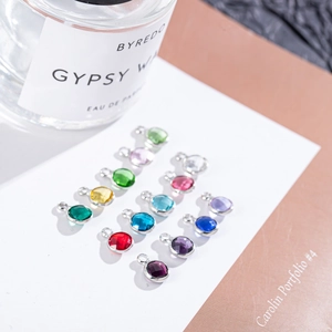 Silver-edged round crystal charms in 12 colors for DIY necklace and earring making