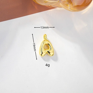18K gold plated stainless steel letter A pendant with 19mm height and puffy 3D design