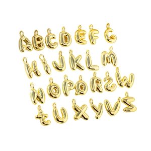 18K gold plated stainless steel 26 English letters 3D balloon alphabet pendants set