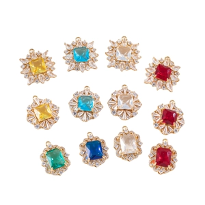 Colgantes de copo de nieve de cristal brillante con piedras de colores para joyería DIY