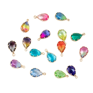 Pendentifs en cristal goutte d'eau colorés avec cadres dorés pour bijoux DIY