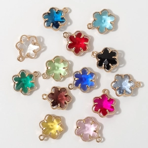 DIY Flower Charms Copper Gold Plated Glass Flower Pendants For Jewelry Making Earrings Bracelet Necklace Handmade Accessories