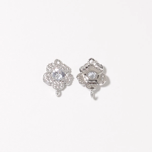 Détails des pendentifs fleur en argent avec cristaux et boucles pour bijoux DIY