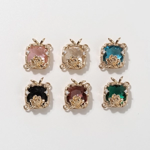 Chinese Style Lotus Scarf Buckle Copper Rhinestone Square Scarf Ring Multi-functional DIY Jewelry Pendant Accessories