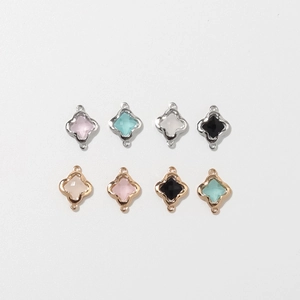 14K Vergulde Koperen Klaver Kruis Connector Hangers Strass Ingelegde DIY Ketting Sieraden Maken Accessoires Voor Vrouwen