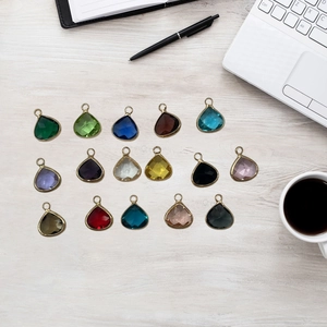 Heart Water Drop Faceted Crystal Glass Pendant Gold Plated Copper DIY Jewelry Accessories For Necklace Earring Keychain Women