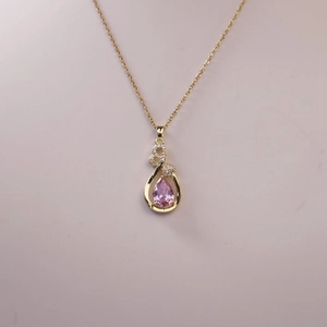 Copper Zirconia Waterdrop Pendant Necklace For Women Elegant Pear Shaped Gemstone Jewelry Gold Silver Plated Wedding Accessories