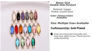 Detailed view of colorful oval crystal pendants with gold plated copper frames for DIY jewelry