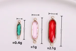 Detailed size comparison for oval gold-plated crystal connectors for DIY jewelry making