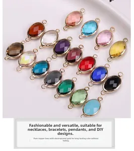 Close-up of dual-loop gold plated oval crystal connectors for DIY jewelry making
