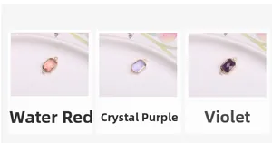 Connettori in cristallo ottagonali rosso rubino e viola con bordi placcati oro