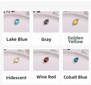 Detailed grid view of assorted colorful crystal oval connector pendants for DIY jewelry