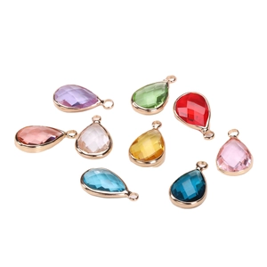 Pendentifs gouttes en cristal facetté doré en neuf couleurs pour bijoux DIY