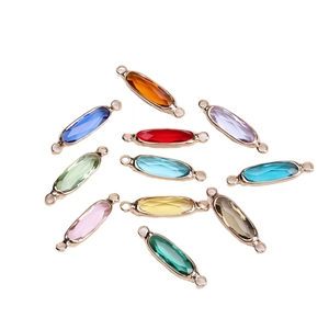 Set of 10 gold-plated marquise crystal connectors for DIY jewelry making in diverse colors