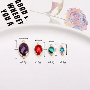 Oval crystal connectors in assorted colors for DIY gold-plated jewelry making