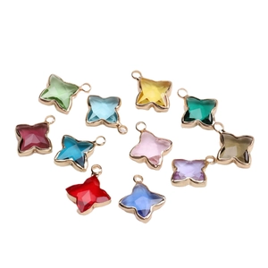 Ensemble de pendentifs trèfle à quatre feuilles en cristal avec cadres dorés pour DIY
