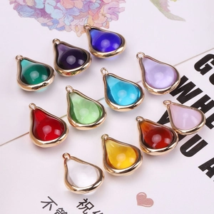 DIY Jewelry Making Water Drop Artificial Crystal Pendants Copper Gold Plating Gourd Charms For Earring Necklace Accessories Women