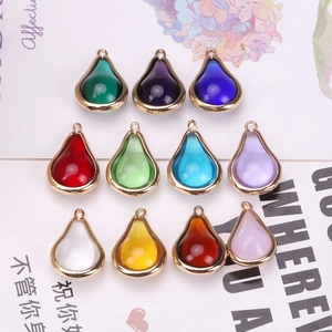 DIY colorful teardrop-shaped bottle gourd pendants with gold-plated metal borders set of 11