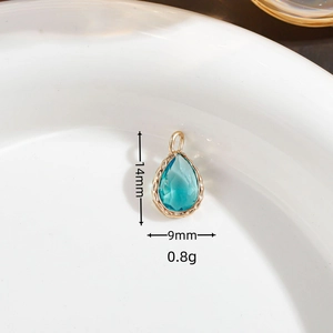Blauer Kristall-Tropfenanhänger mit Goldrand, 14mm Zubehör für Schmuckherstellung
