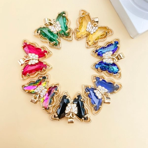 Elegant Crystal Butterfly Pendant Copper Plated Gold Jewelry Making Accessory Zirconia Inlaid Butterfly Charm For Necklace Bracelet DIY Women Jewelry