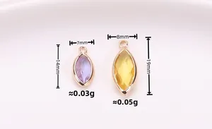 Detailed view of faceted marquise crystal pendants in 14x7mm and 19x8mm sizes