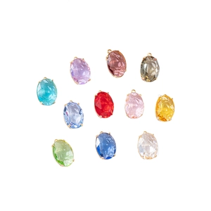 Oval crystal faceted pendants with gold-plated copper claw settings for DIY jewelry