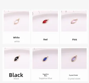 Marquise crystal glass pendants with gold alloy frame in six colors for DIY jewelry