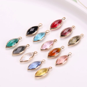 Marquise Crystal Glass Pendant With Copper Edge Gold Plated Only For DIY Jewelry Making Earrings Necklace Accessories