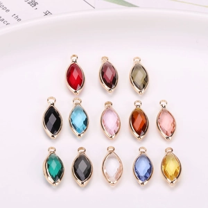 Marquise crystal glass pendants with gold metal edge for DIY jewelry making