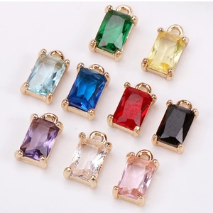 Rectangle faceted crystal charms in gold plated claw settings for DIY jewelry