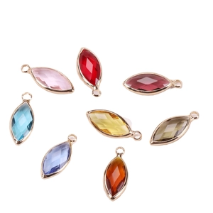 Marquise crystal glass pendants with gold-plated edges in 8 vibrant colors for jewelry making