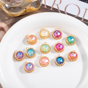 Alloy Rhinestone Round Bird Nest Pendant For Necklace Earring Hairpin Making Colorful Mocha Jewelry Accessories