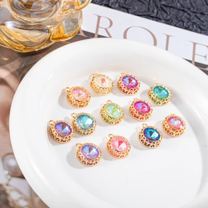 Bird nest crystal pendant set in diverse dopamine colors with golden metal hollow base