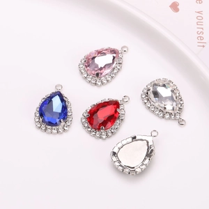 Ciondoli a goccia di cristallo argento con strass per gioielli e abbigliamento DIY