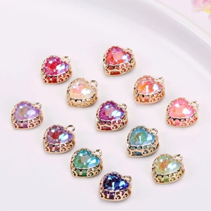 Copper Heart Pendant Rhinestone Crystal Hollow Lace DIY Jewelry Making Accessory For Necklace Earring Women Jewelry