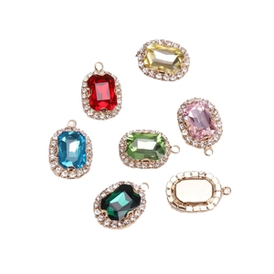 Rechteckige Kristallanhänger mit Goldlegierung und Zirkonrahmen für DIY-Schmucksets