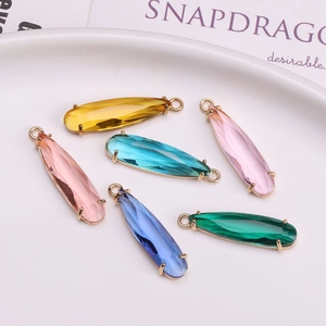 Teardrop crystal glass charms with gold-plated edges for DIY jewelry making