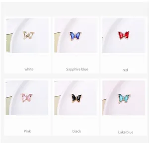 Colgantes de mariposa de cristal en seis colores para creación de joyería artesanal