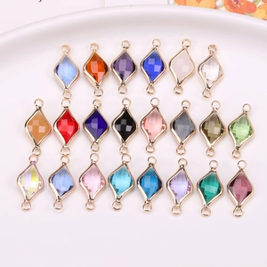 Gold Plated Copper Rhombus Crystal Connector Pendants For DIY Jewelry Making Accessories Earrings Bracelet Necklace Materials