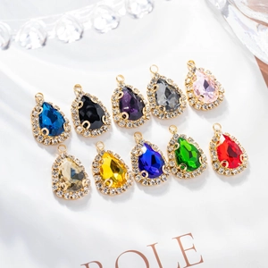 Ciondolo in Lega a Forma di Goccia in Cristallo Artificiale Con Strass Smalto Halo Placcato Oro DIY Gioielli Collana Accessorio
