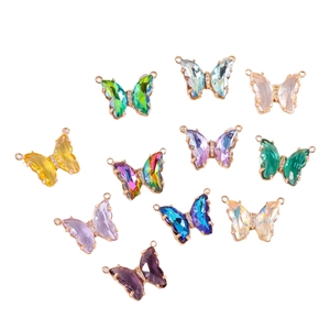 14K gold filled crystal butterfly pendants in 10 vibrant colors with dual hanging loops