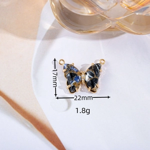 Vlinderhanger in Chinese stijl met blauw inktmarmer en goudkleurige afwerking