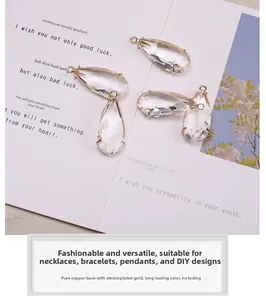 Close-up of 14K gold plated copper crystal teardrop charms for DIY jewelry making