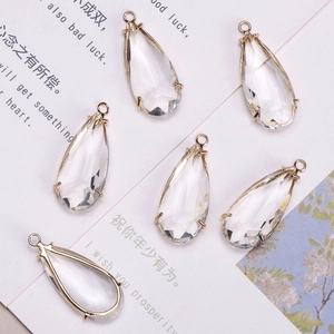 Copper Gold Plated Faceted Tear-drop Artificial Crystal Pendant DIY Jewelry Making Charms For Necklace Earring Accessory