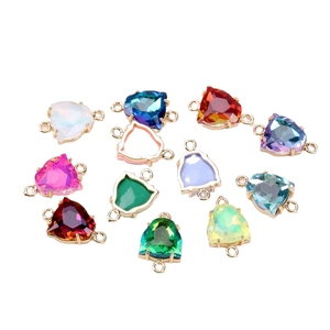 Colorful faceted gemstone connector charms with gold alloy frame for DIY jewelry making