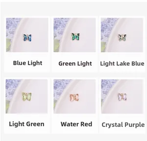 Détails de six breloques papillon en cristal coloré pour la création de bijoux DIY