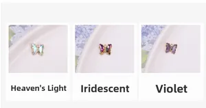Détails des pendentifs papillon en cristal violet et multicolore finition or 14 carats