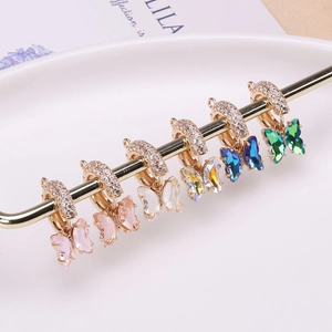 Pendentifs papillon en cristal coloré finition or 14k pour bijoux DIY et colliers